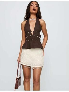 Pre-Owned Princess Polly We Made It Sequin Skort Cream Size 6